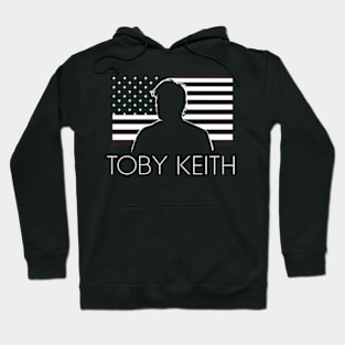 Toby Keith against a backdrop of the American flag Hoodie